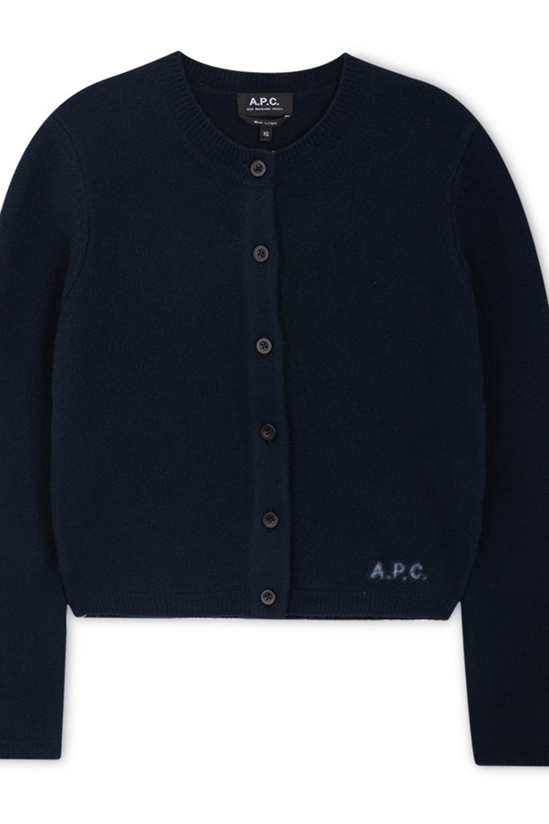 A.P.C. - 가디건 - 아페쎄 여성 로고 다크 네이비 가디건 WVBDK F22301 IAK