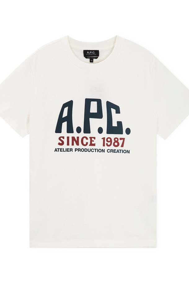 A.P.C. - 반팔티셔츠 - 아페쎄 공용 로고 화이트 반팔티 COHBU M26442 AAB