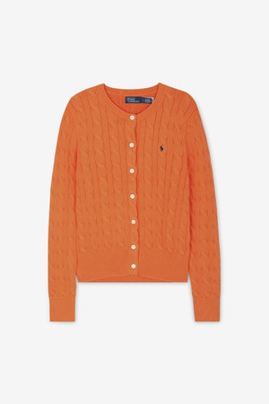 폴로랄프로렌 여성 포니 로고 자수 오렌지 가디건 211891643 008_RALPH LAUREN - 코오롱몰