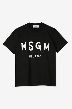 MSGM 여성 브러쉬드 로고 블랙 반팔티 2000MDM510 200002 99