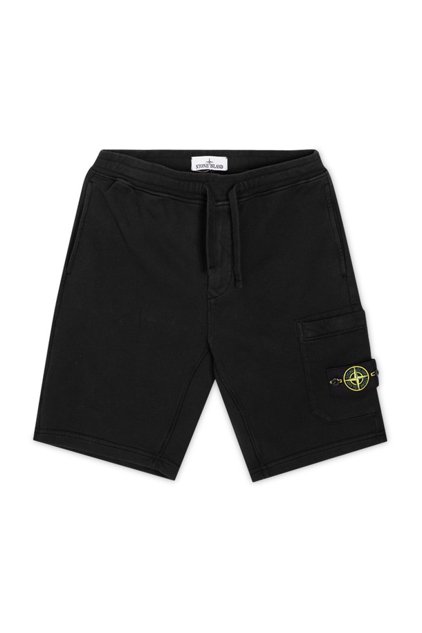 STONE ISLAND - 하프팬츠 - 스톤아일랜드 남성 와펜 패치 블랙 반바지 K1S156200012 S0051 V0029