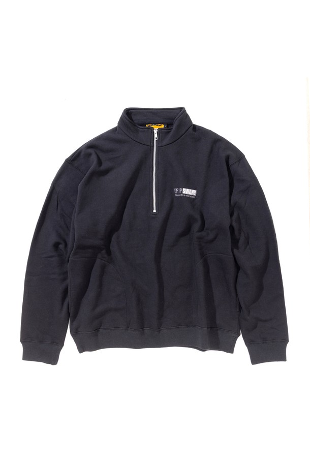 GRIPSWANY - 스웨트셔츠 - [GSMCT-076] GS SWEAT HALF ZIP BLACK