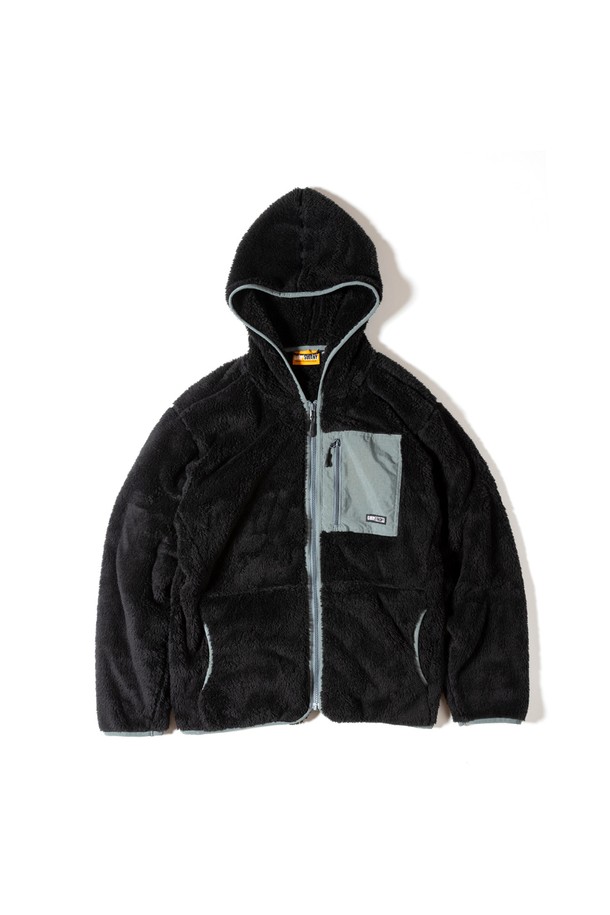 GRIPSWANY - 플리스 - [GSMCT-079] CORAL FLEECE HOODIE BLACK