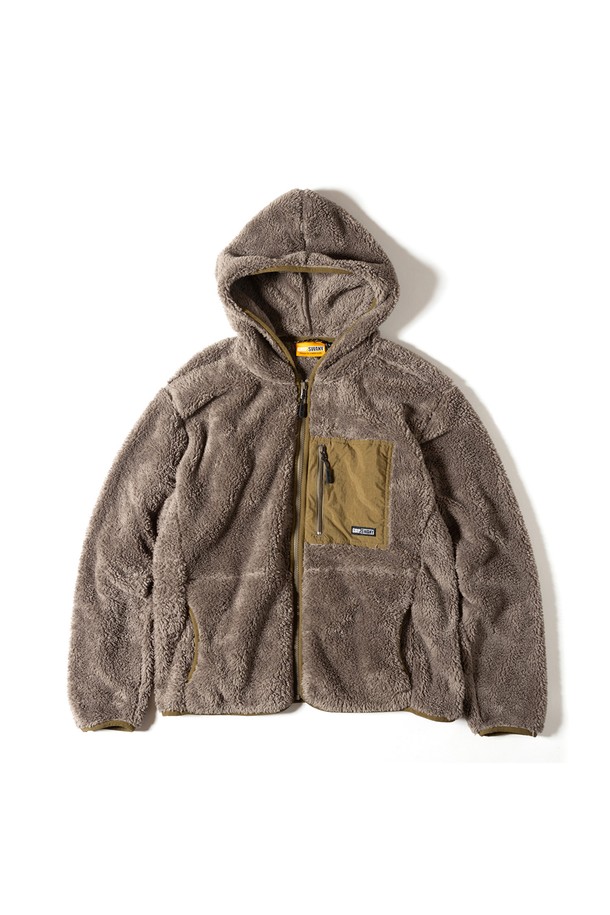 GRIPSWANY - 플리스 - [GSMCT-079] CORAL FLEECE HOODIE MOCHA