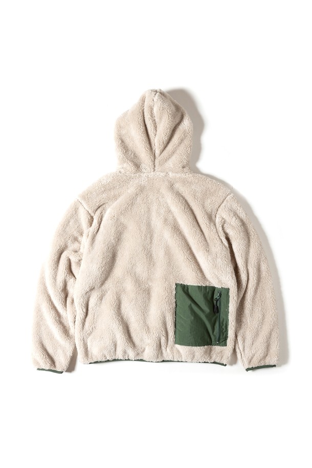GRIPSWANY - 플리스 - [GSMCT-079] CORAL FLEECE HOODIE LIGHT BEIGE