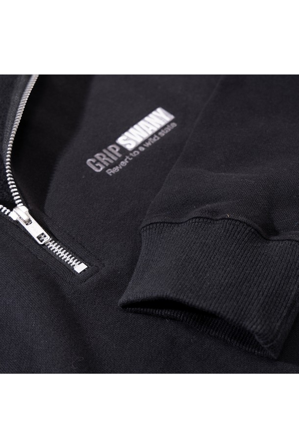 GRIPSWANY - 스웨트셔츠 - [GSMCT-076] GS SWEAT HALF ZIP BLACK
