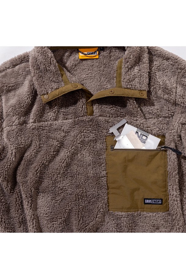 GRIPSWANY - 플리스 - [GSMCT-077] CORAL FLEECE PULLOVER MOCHA