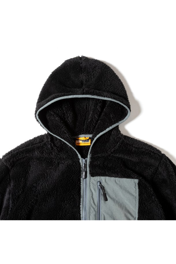 GRIPSWANY - 플리스 - [GSMCT-079] CORAL FLEECE HOODIE BLACK