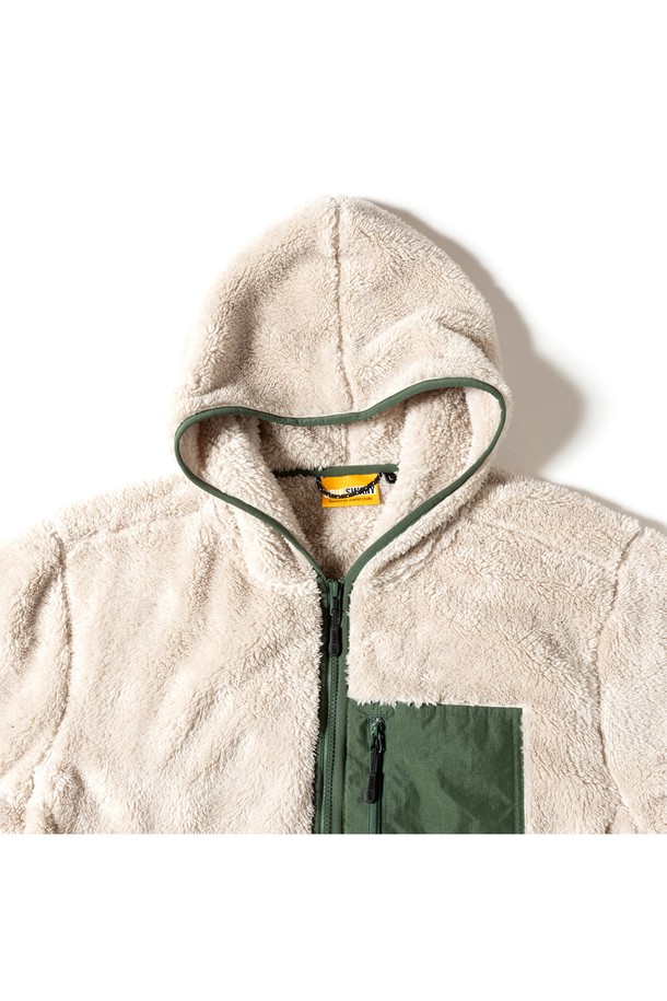 GRIPSWANY - 플리스 - [GSMCT-079] CORAL FLEECE HOODIE LIGHT BEIGE