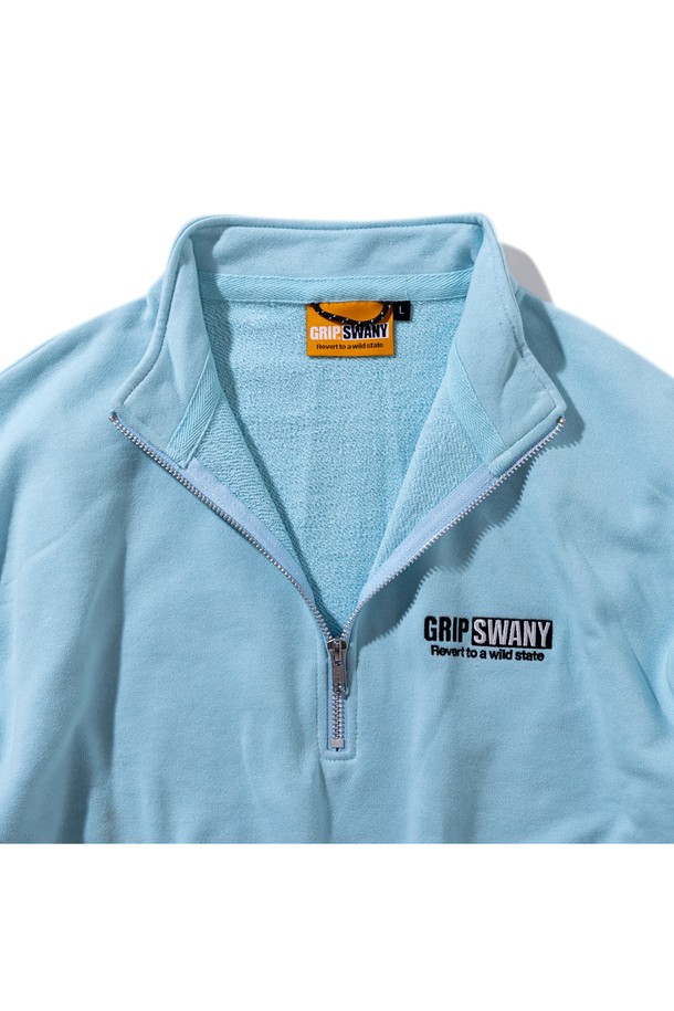 GRIPSWANY - 스웨트셔츠 - [GSMCT-076] GS SWEAT HALF ZIP SKY BLUE