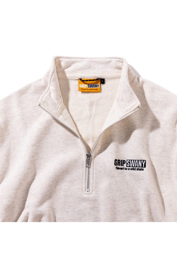 GRIPSWANY - 스웨트셔츠 - [GSMCT-076] GS SWEAT HALF ZIP OATMEAL
