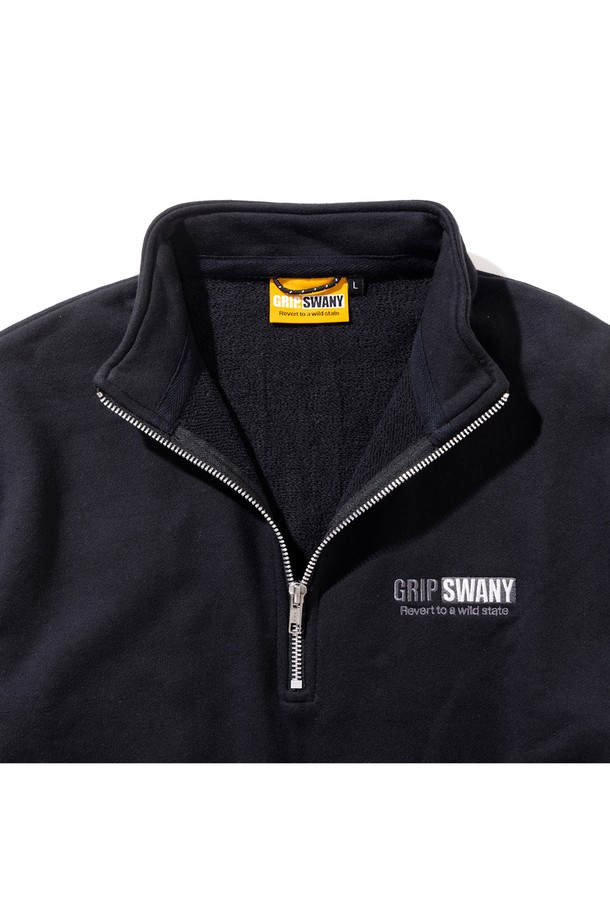GRIPSWANY - 스웨트셔츠 - [GSMCT-076] GS SWEAT HALF ZIP BLACK