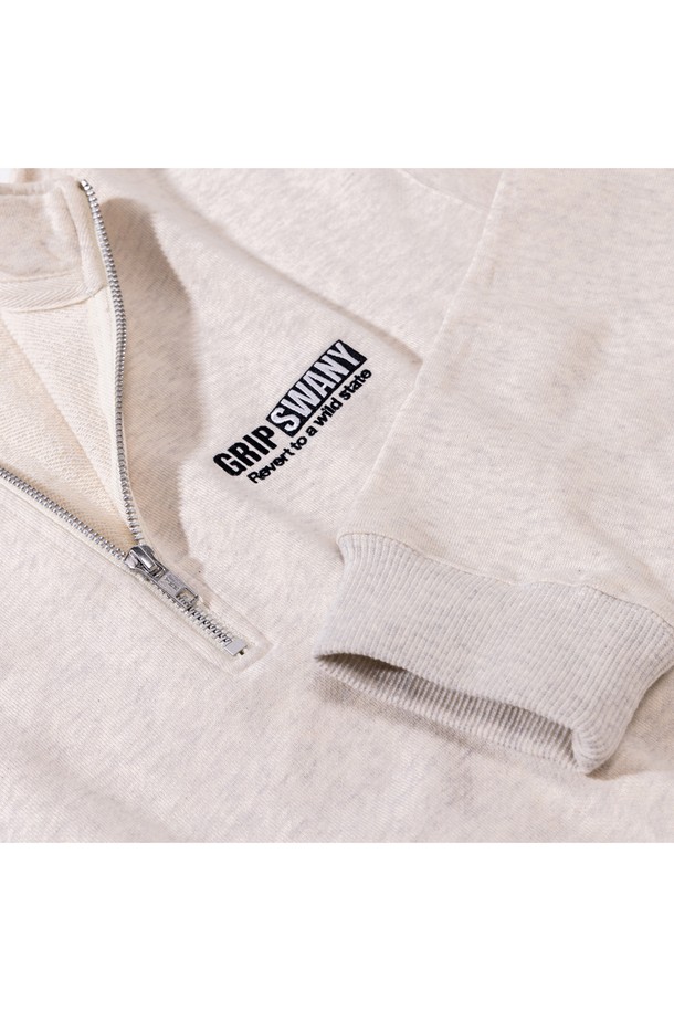 GRIPSWANY - 스웨트셔츠 - [GSMCT-076] GS SWEAT HALF ZIP OATMEAL