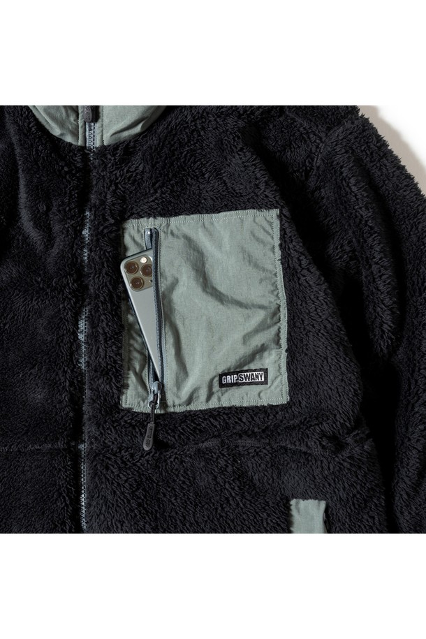 GRIPSWANY - 플리스 - [GSMCT-078] CORAL FLEECE JACKET BLACK