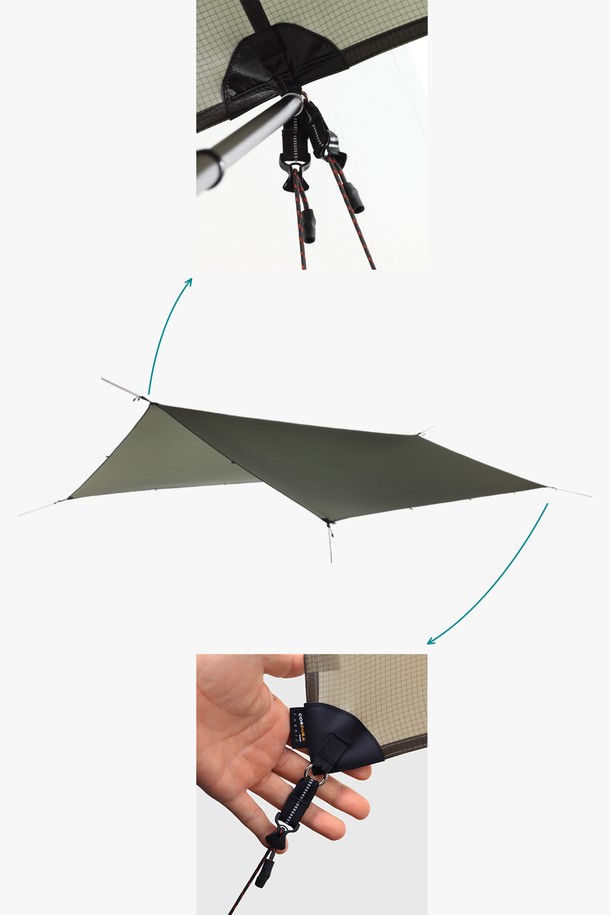 백컨트리 실타프3 사각 SILTARP는 4-6인용 백패킹 및 캠핑에 적합한 미니 타프입니다. Army Green, Warm Gray, Burgundy Red 세 가지 색상으로, 양면 실리콘 코팅된 나일론 소재에 정전기 방지, 영하 온도 유연성 유지, 자외선 변색 방지 기능이 더해져 우수한 내구성을 자랑합니다. 더블/삼각/라인락 스토퍼 시스템과 주름 방지 설계로 편의성을 높였으며, 본체와 DAC J-Stakes S (8개)로 구성되어 비, 눈, 이슬, 바람 등 다양한 사용 환경에서 쾌적한 캠핑을 지원합니다.
