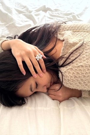 Silver Ball Flower Ring