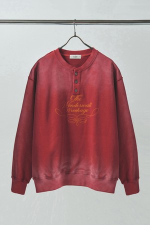 빈티지 브러쉬 헨리넥 스웻셔츠_레드