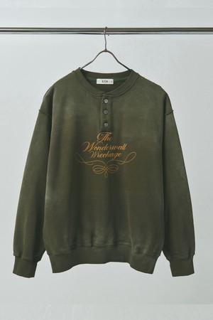 빈티지 브러쉬 헨리넥 스웻셔츠_카키