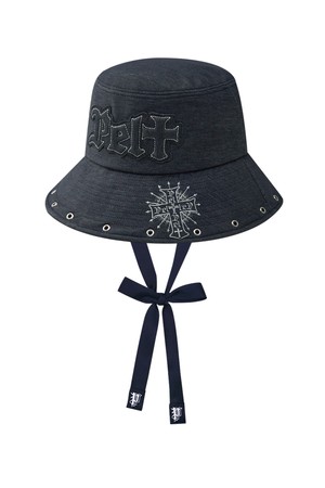 펠트 데님 아일렛 아플리케 버킷 햇 : 여성용  (PC0GCU182)_BLUE-a