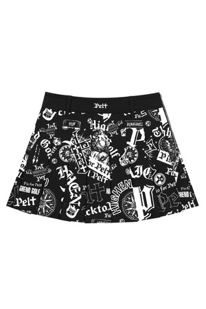 펠트 포세이돈 믹스 패턴 플리츠 스커트  (PC3SKF500)_BLACK-a