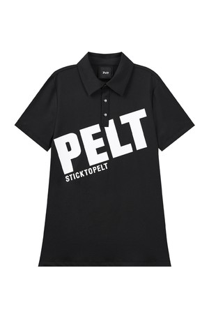 펠트 볼드 로고 다이애그널 PK 티셔츠 : 여성용  (PC3TSF151)_BLACK-a