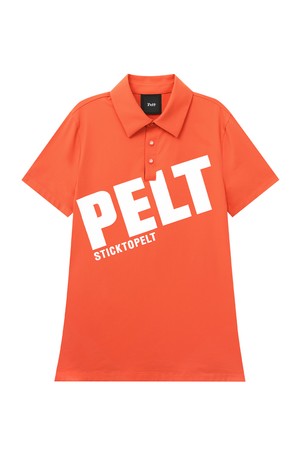 펠트 볼드 로고 다이애그널 PK 티셔츠 : 여성용  (PC3TSF151)_ORANGE-a