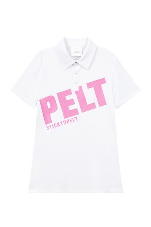 펠트 볼드 로고 다이애그널 PK 티셔츠 : 여성용  (PC3TSF151)_WHITE-a