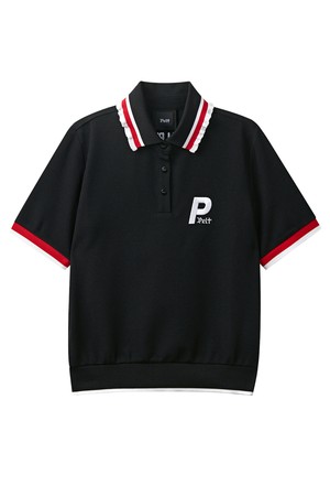 펠트 퀀텀 포인트 라인 컬러 배색 PK 티셔츠 : 여성용  (PC3TSF201)_BLACK-a