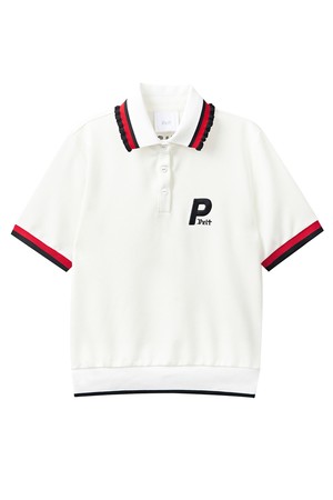 펠트 퀀텀 포인트 라인 컬러 배색 PK 티셔츠 : 여성용  (PC3TSF201)_WHITE-a