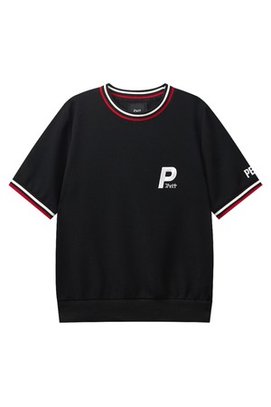 펠트 퀀텀 포인트 라인 컬러 배색 티셔츠 : 여성용  (PC3TSF203)_BLACK-a