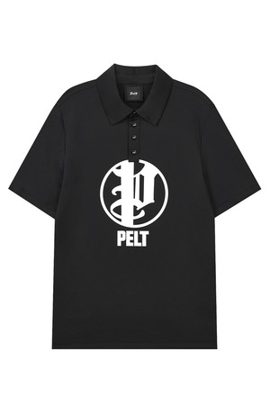 펠트 라운드 스틱 P PK 티셔츠 : 남성용  (PC3TSM410)_BLACK-a