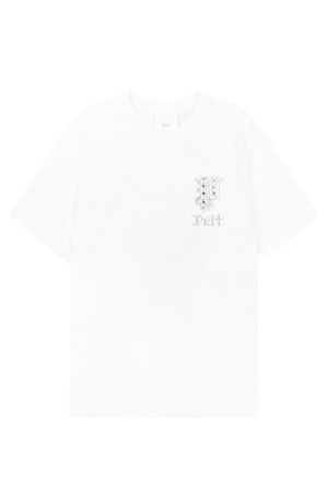 펠트 실버 로고 포인트 베이직 티셔츠 : 남성용  (PC3TSM331)_WHITE-a