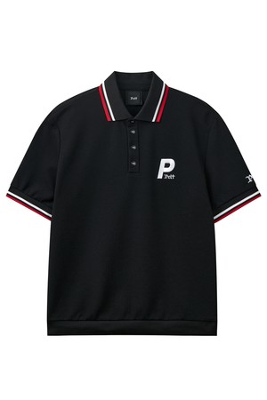 펠트 퀀텀 포인트 라인 컬러 배색 PK 티셔츠 : 남성용  (PC3TSM201)_BLACK-a