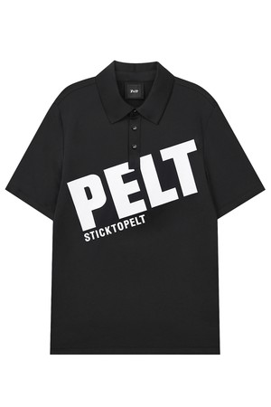 펠트 볼드 로고 다이애그널 PK 티셔츠 : 남성용  (PC3TSM151)_BLACK-a