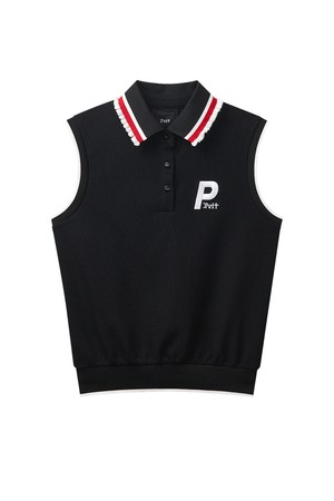 펠트 퀀텀 프릴 배색 PK 슬리브리스  : 여성용  (PC3TVF202)_BLACK-a