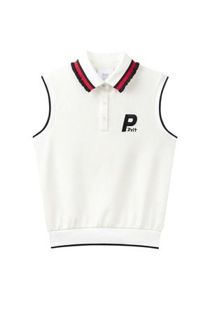 펠트 퀀텀 프릴 배색 PK 슬리브리스  : 여성용  (PC3TVF202)_WHITE-a