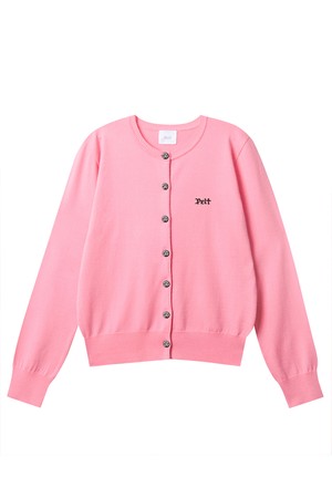 펠트 라운드 넥 베이직 니트 가디건 : 여성용  (PC3KCF174)_PINK-a