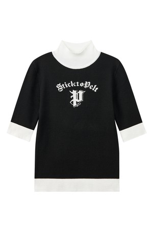 펠트 P 로고 하프 넥 골지 니트 : 여성용  (PC3KTF335)_BLACK-a