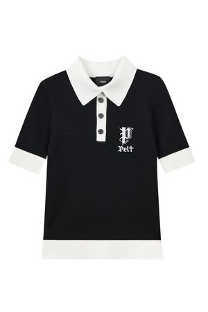 펠트 스틱  P 컬러 블록 골지 PK 니트 : 여성용  (PC3KTF336)_BLACK-a