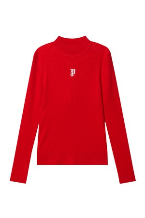 펠트 엠브로이더리 이너 하프 니트 : 여성용  (PC4KTF339)_RED-a