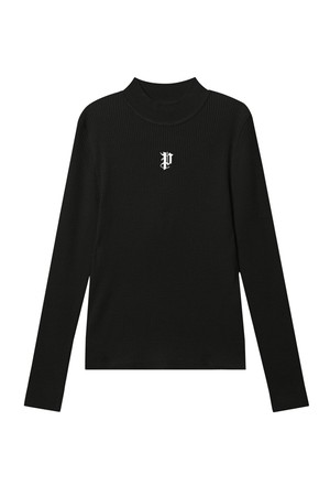 펠트 엠브로이더리 이너 하프 니트 : 여성용  (PC4KTF339)_BLACK-a