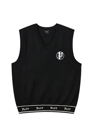 펠트 라운드 스틱 P 자카드 브이넥 베스트 : 남성용  (PC3KVM414)_BLACK-a
