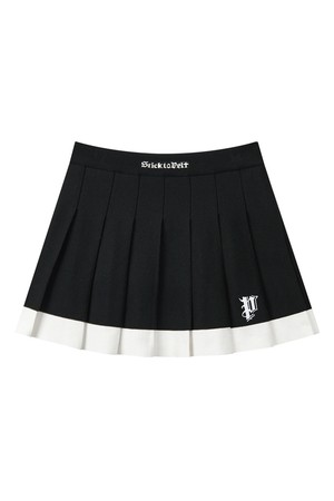 펠트 컬러 블록 플리츠 니트 스커트  (PC3SKF336)_BLACK-a