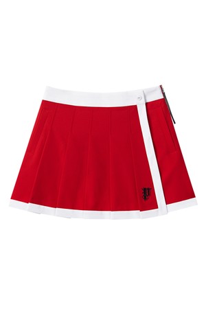 펠트 컬러링 하이라이트 랩 플리츠 스커트  (PC3SKF342)_RED-a