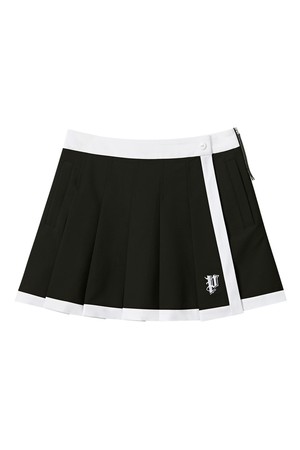 펠트 컬러링 하이라이트 랩 플리츠 스커트  (PC3SKF342)_BLACK-a