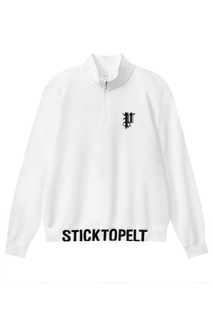 펠트 오픈 카라 스틱 투 펠트 롱 슬리브 하프 집업 : 남성용  (PC4TLM330)_WHITE-a