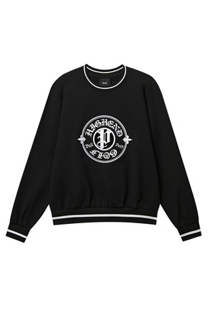 펠트 실링 엠블럼 맨투맨 : 여성용  (PC4TMF341)_BLACK-a