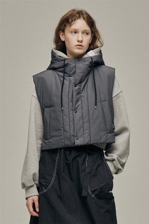 Hood Crop Padding Vest