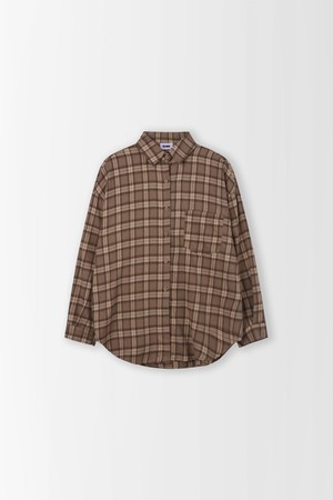 코튼 오버핏 체크 셔츠_PD5AB701_BROWN-a