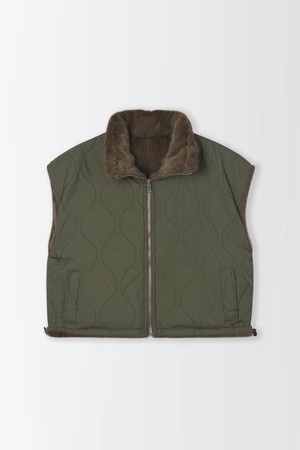 인조 퍼 카라 퀄팅 베스트_PD5WV508_KHAKI-a